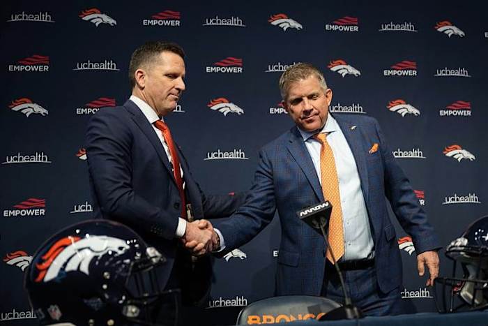 Denver Broncos GM George Paton and head coach Sean Payton.